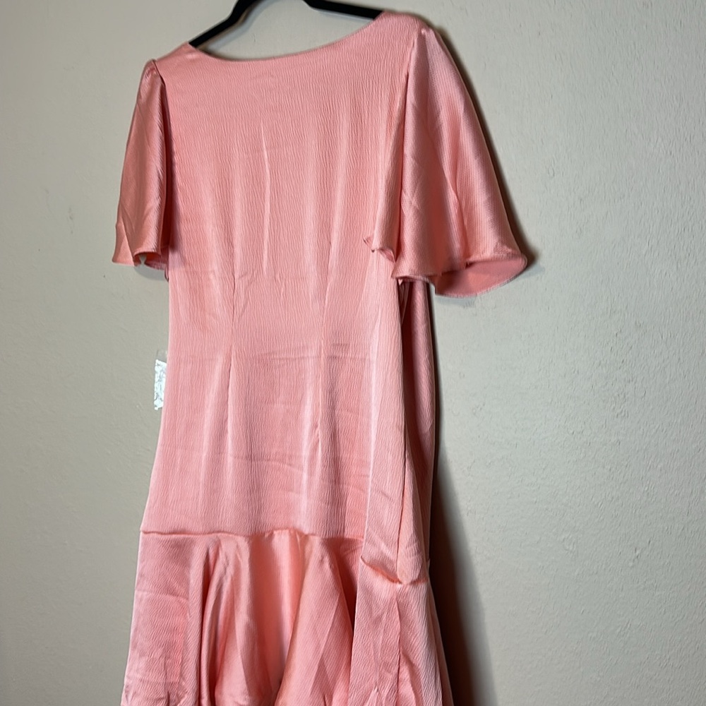 Free People Dress Scarlett Satin Ruffle Wrap Mini‎ Peach Size XL NWT - Picture 10 of 11
